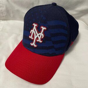 New York Mets USA Flag Fitted Hat Red White Blue New Era 39Fifty Preowned